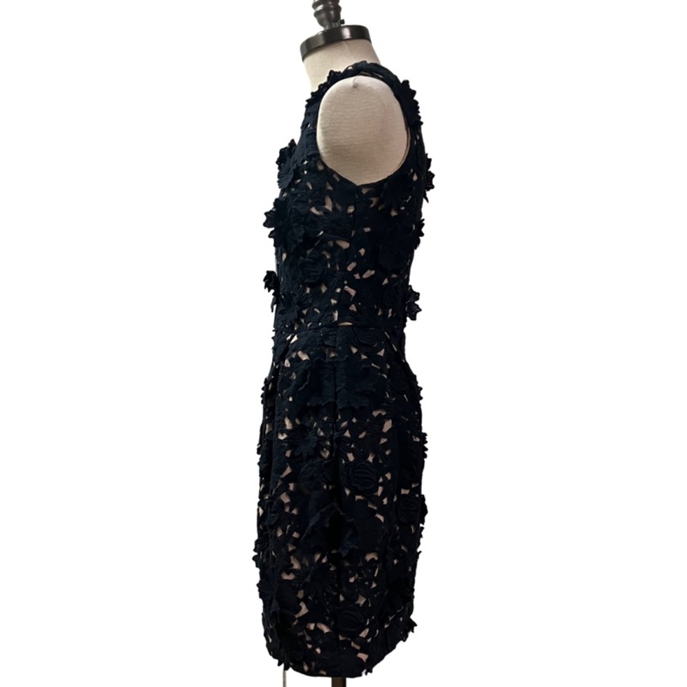 NICOLE MILLER Collection Women 3D Embroidered Floral Dress SZ 6 Black Elegant - Picture 7 of 12